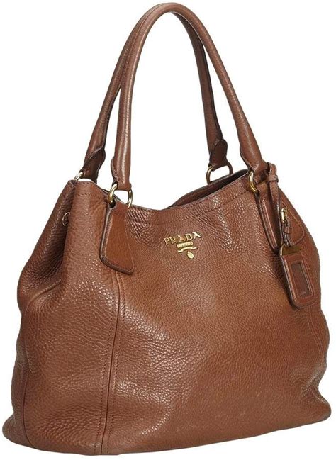 prada leather brown bag|Prada brown purse.